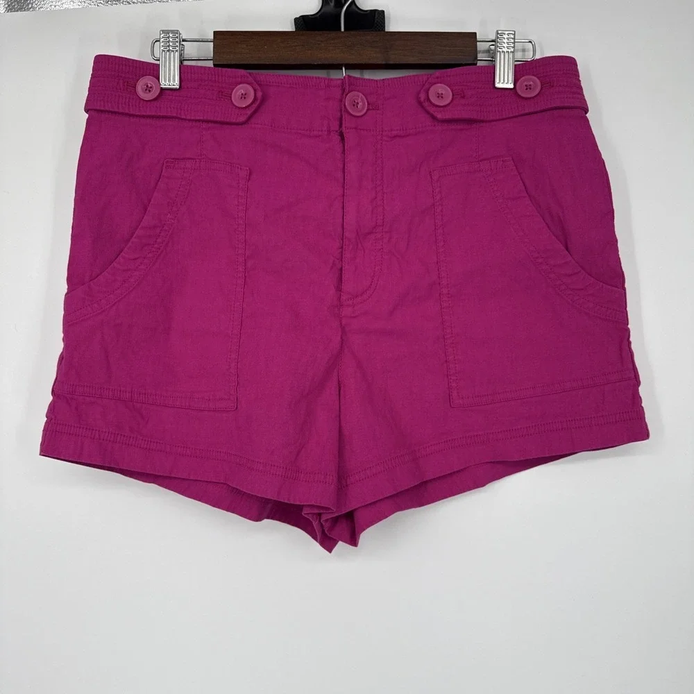 Anthropologie Maeve The Colette Linen-Blend Sailor Shorts Pink Size 12 Boho Chic